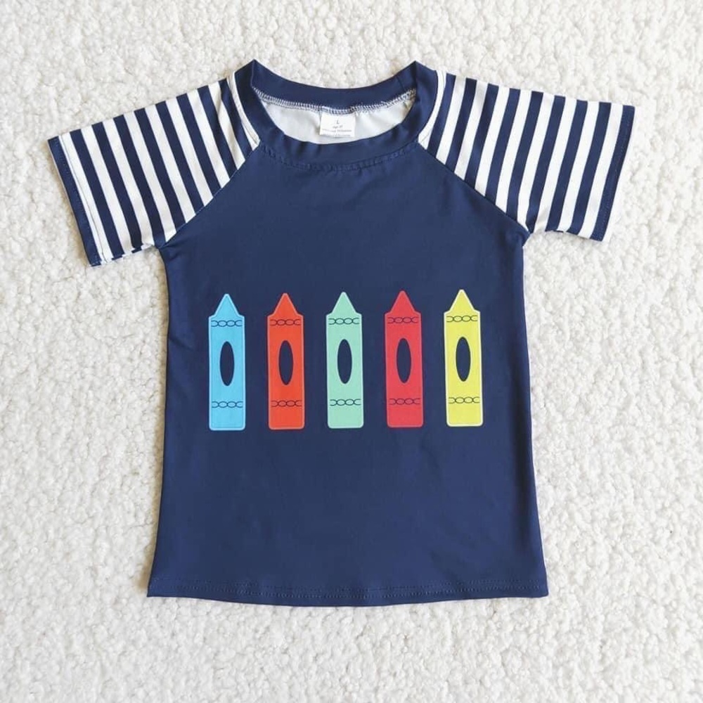 NEW! Toddler Navy Stripe Crayon Shirt